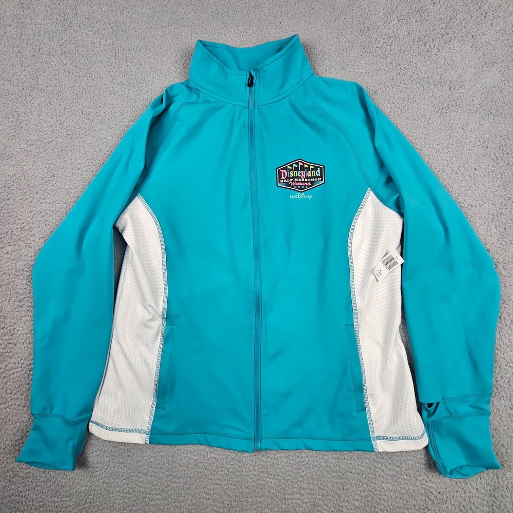 runDisney Disneyland Half Marathon 2024 Jacket XL Teal Zip Thumbholes‎